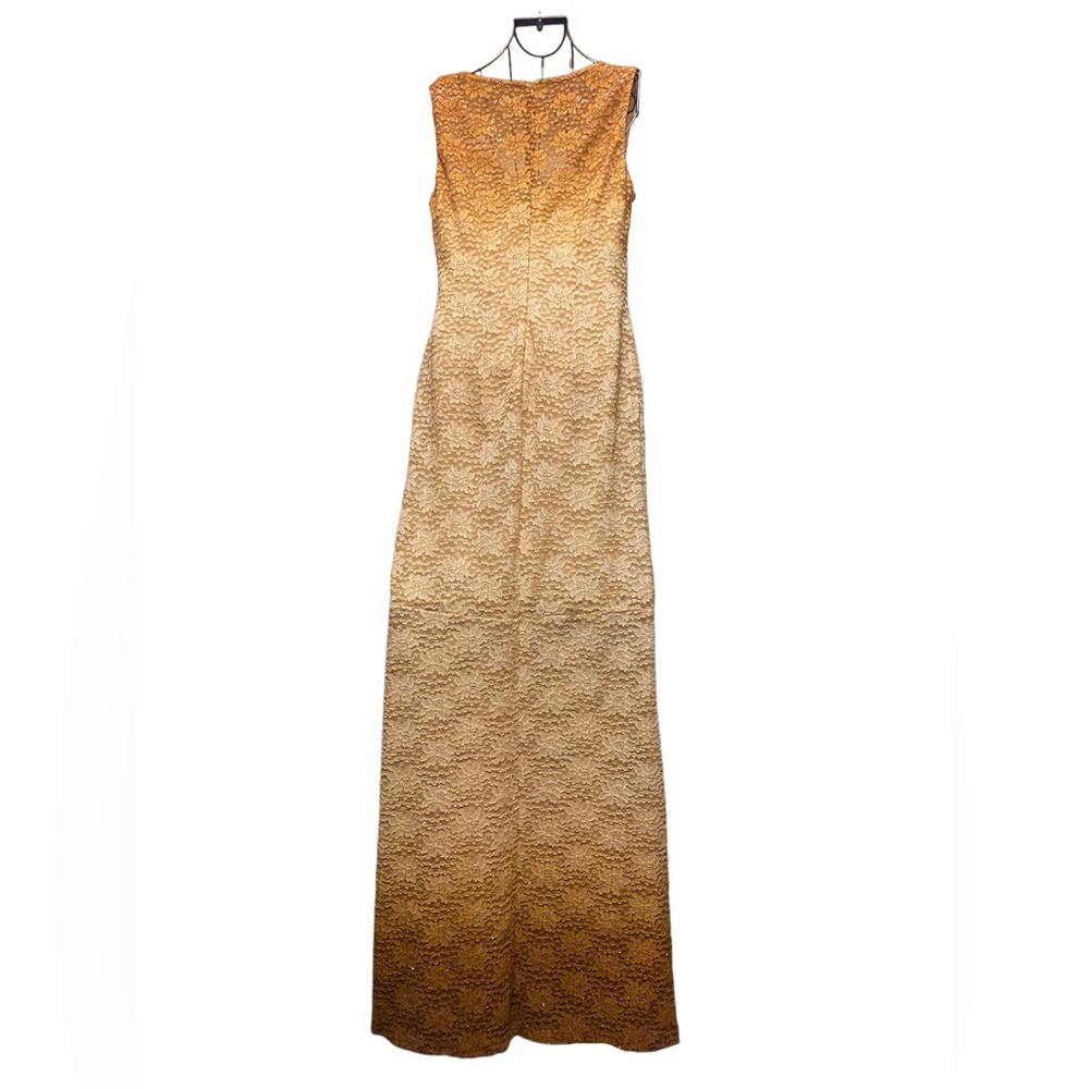 Marina Embroidered Lace Gown Metallic Gold Dress - Picture 3 of 6